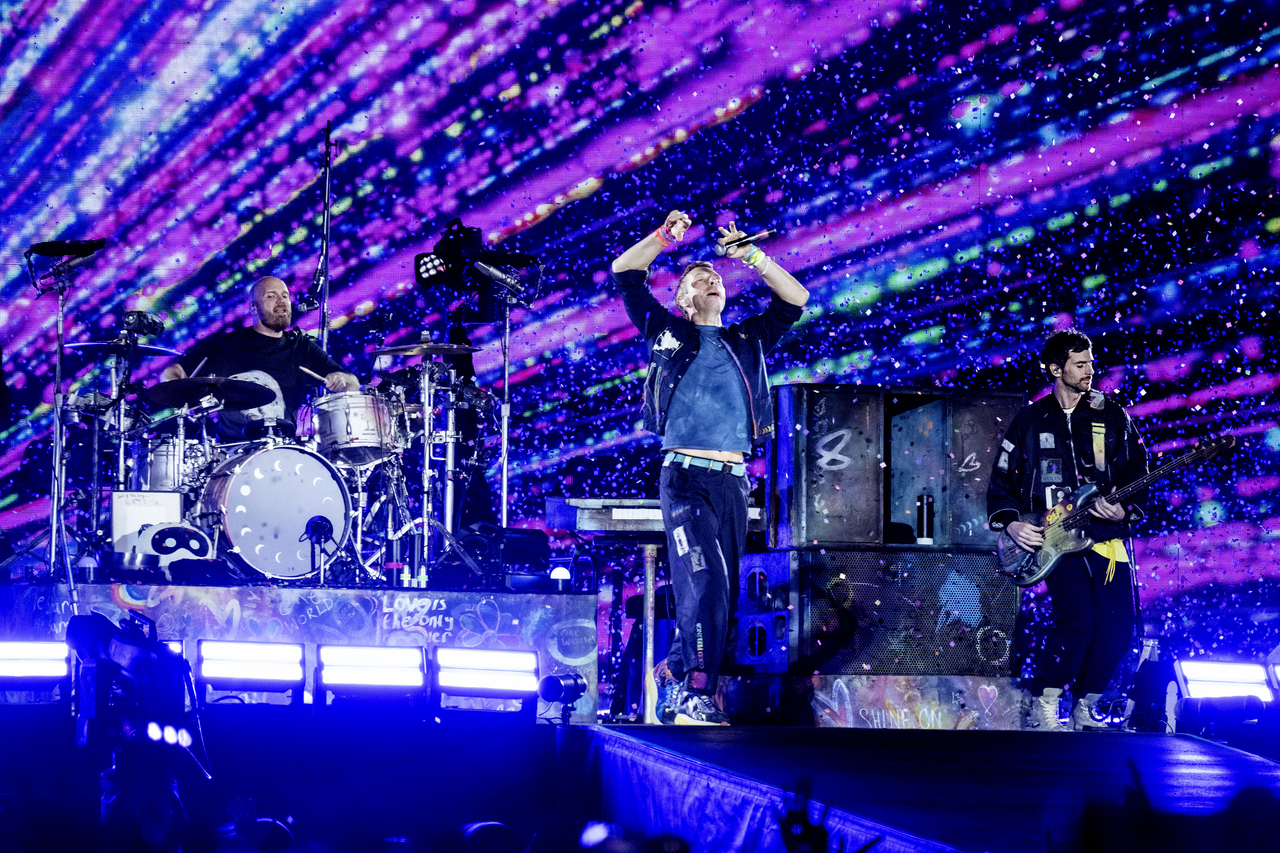 Coldplay performs at "Music of the Spheres," held at Goyang Sports Complex Stadium, Goyang, Gyeonggi Province, Wednesday. (Live Nation Korea)