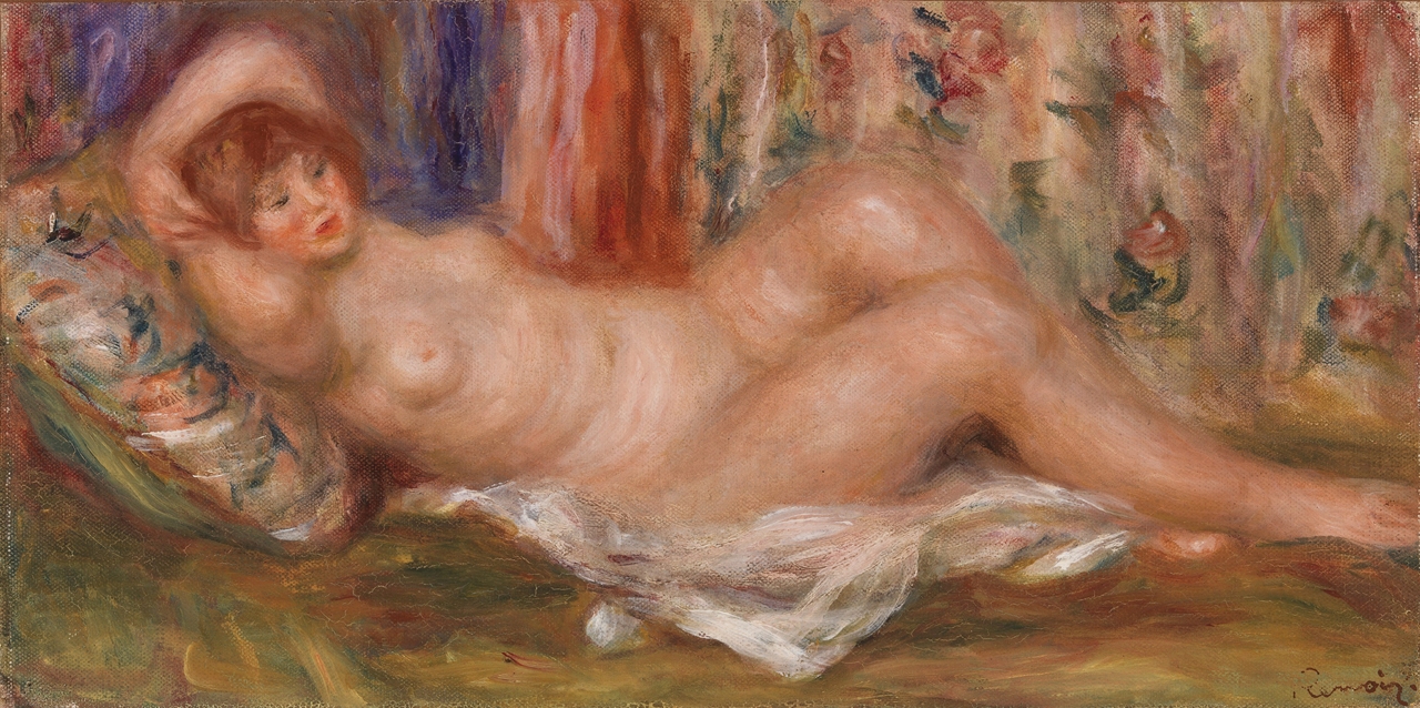 오귀스트 르누아르, 누워있는 여인, 1917~1919, 캔버스에 유채, 21.5x42cm, 반스 파운데이션