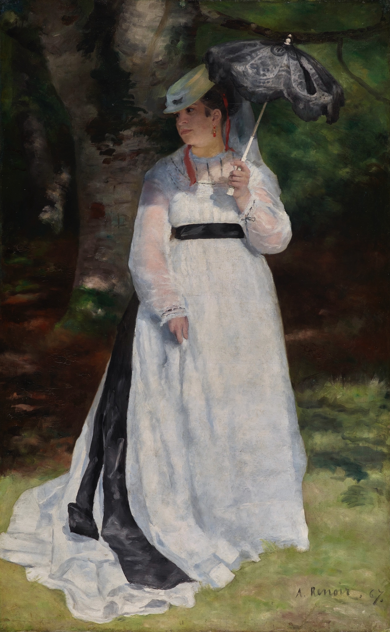 오귀스트 르누아르, 양산을 쓴 리즈, 1867, 캔버스에 유채, 184x115cm, 폴크방 미술관