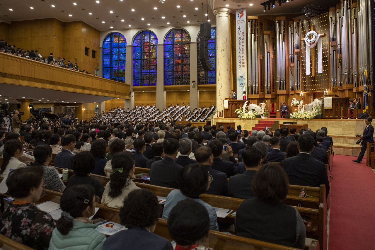 부활절인 20일 서울 강남구 광림교회에서 한국교회 72개 교단이 참가한 가운데 ‘2025 한국교회 부활절 연합예배’가 열렸다. [한국교회 부활절 연합예배 준비위원회]