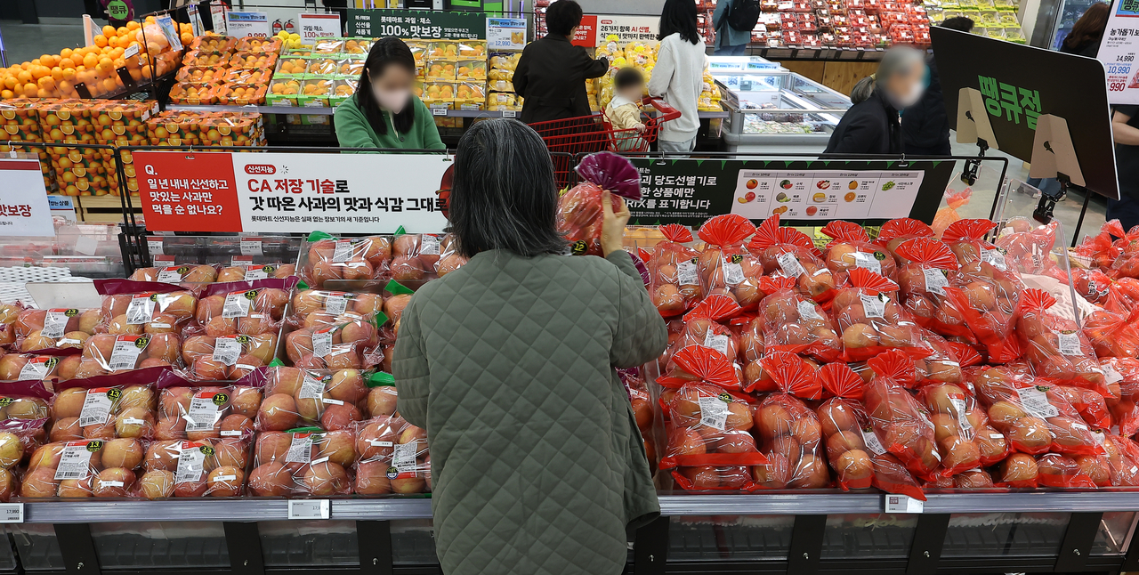 A customer shops at a major discount chain store in Seoul, in this file photo taken Apr. 7. (Yonhap)