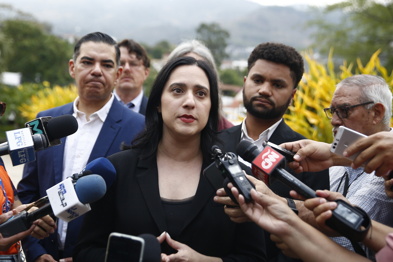 US Democratic Congresswoman Yassamin Ansari speaks at a conference in El Salvador, Monday. (EPA-Yonhap)