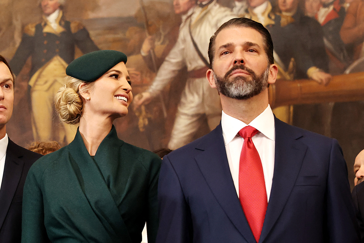 Ivanka Trump and Donald Trump Jr. arrive for the inauguration of US President-elect Donald Trump in the Rotunda of the US. Capitol on Jan. 20 in Washington, US. (AFP)