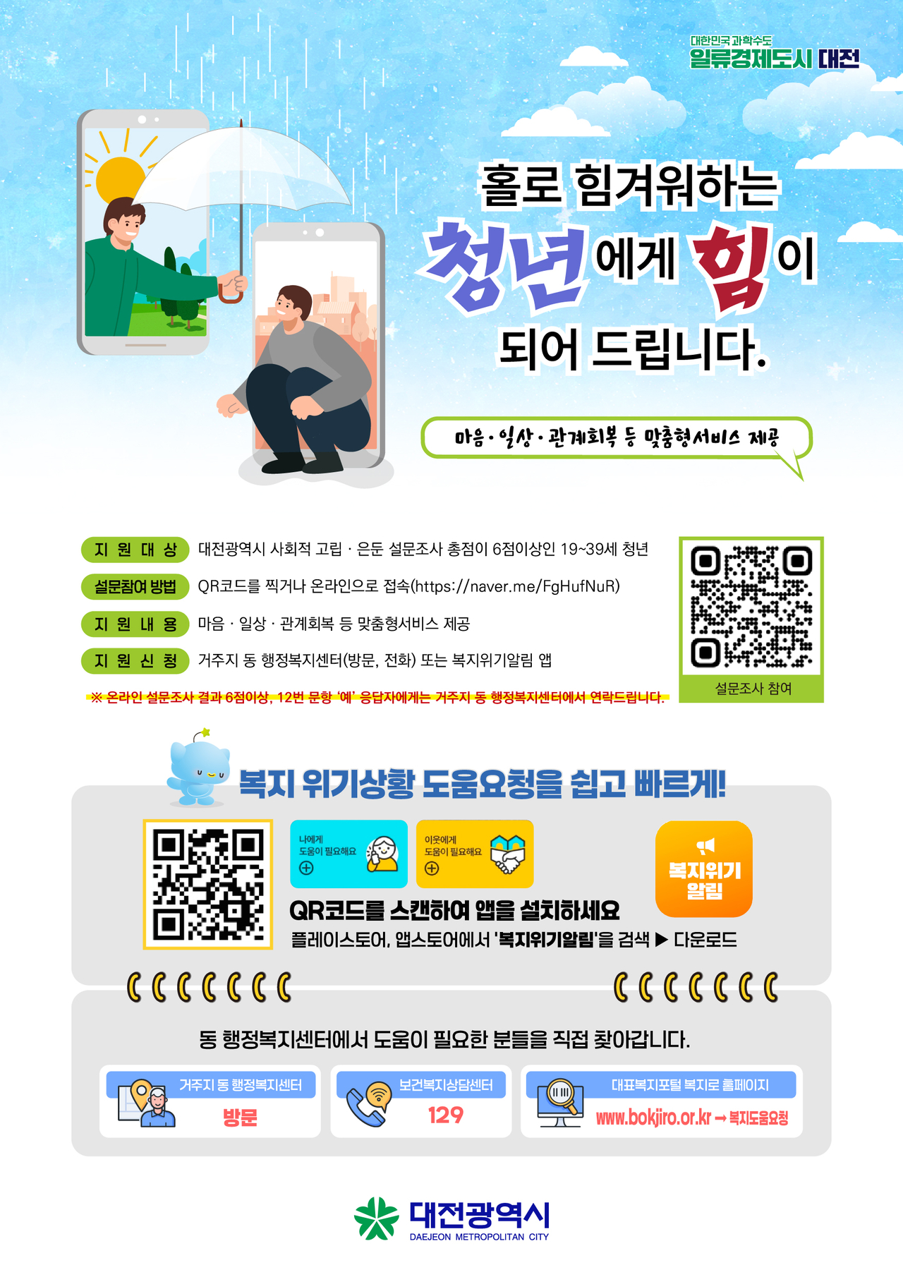대전시 청년 고독사 고위험군 발굴 포스터.