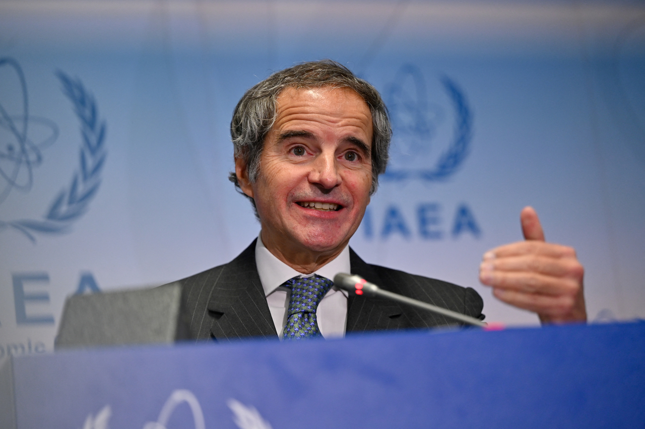 International Atomic Energy Agency Director-General Rafael Grossi speaks in Vienna in March. (Reuters-Yonhap)