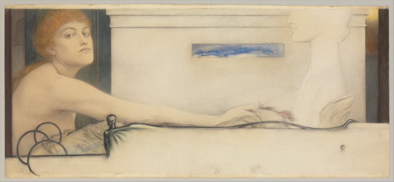 페르낭 크노프, 제물, 1891, 종이에 파스텔 등, 34.9x74.9cm, 메트로폴리탄 미술관