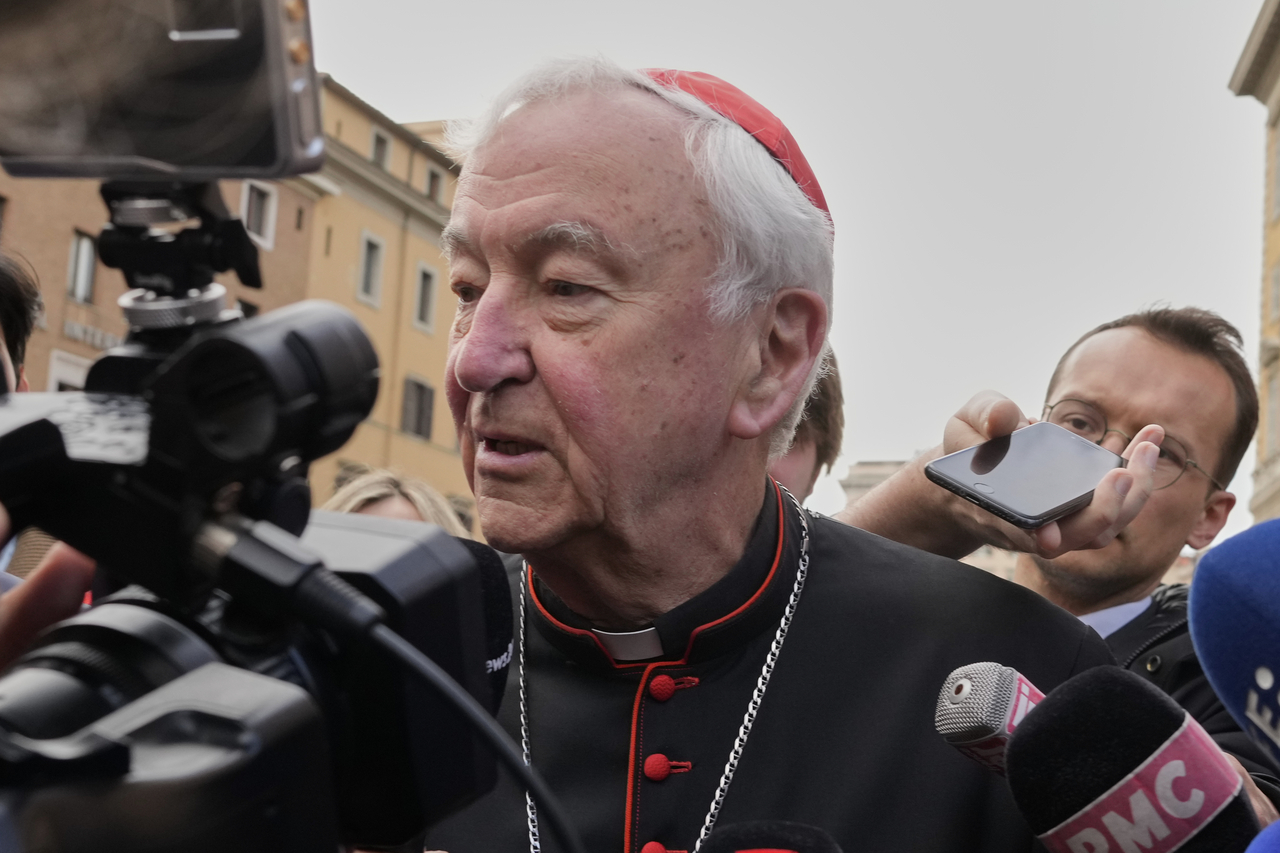 British Cardinal Vincent Nichols is approached by reporters as he arrives for a college of cardinals' meeting, at the Vatican, Monday. (AP)