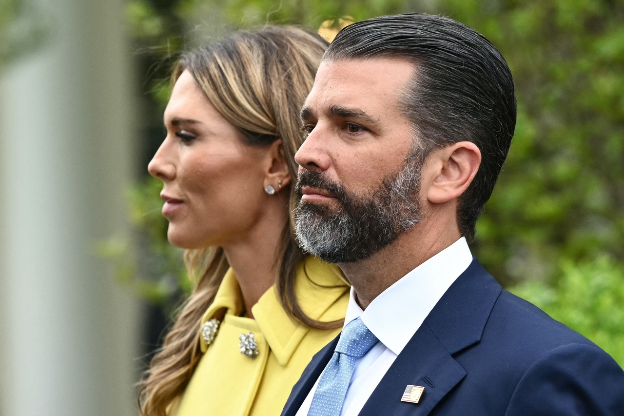 Donald Trump Jr. (right) attends the annual Easter Egg Roll on the South Lawn of the White House on April 21 in Washington, DC. (AFP-Yonhap)