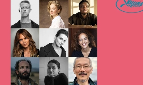 Director-screenwriter Hong Sang-soo (3rd from left, 3rd row) is among the nine jurors selected for the 78th Cannes Film Festival, as shown in the captured image from the festival's website. (captured from Cannes Film Festival website)