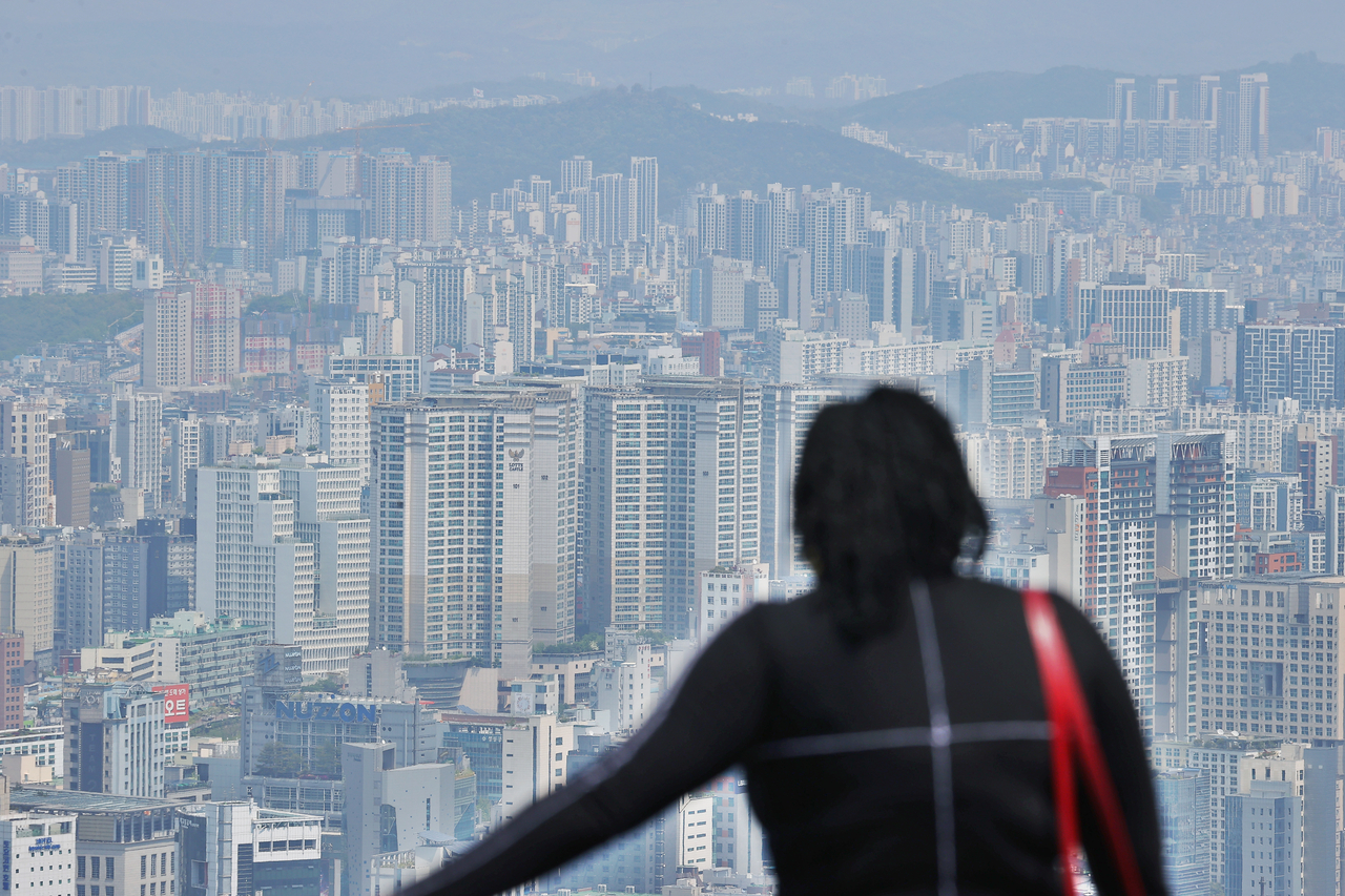 남산에서 바라본 서울 시내 아파트 단지 [연합]