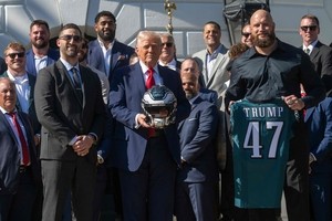 Trump celebrates the Super Bowl champ Eagles at White House, but star QB Jalen Hurts skips ceremony