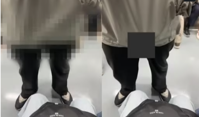 지하철 객차 안에서 여성 승객 앞에 서서 음란행위를 하고 있는 남성의 모습. [JTBC ‘사건반장’ 갈무리]