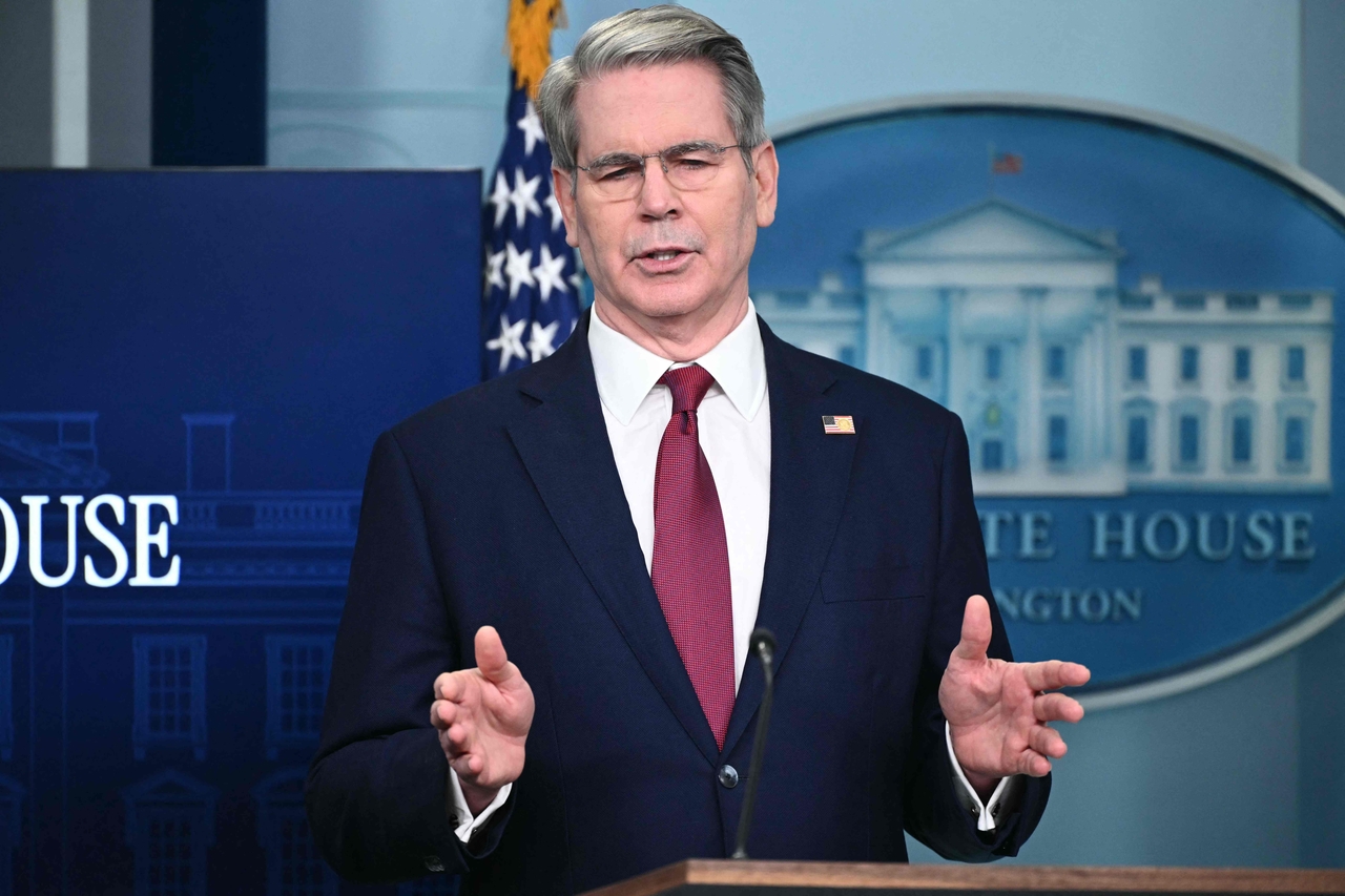 US Secretary of the Treasury Scott Bessent speaks during the daily briefing at the White House in Washington on Tuesday. (AFP-Yonhap)