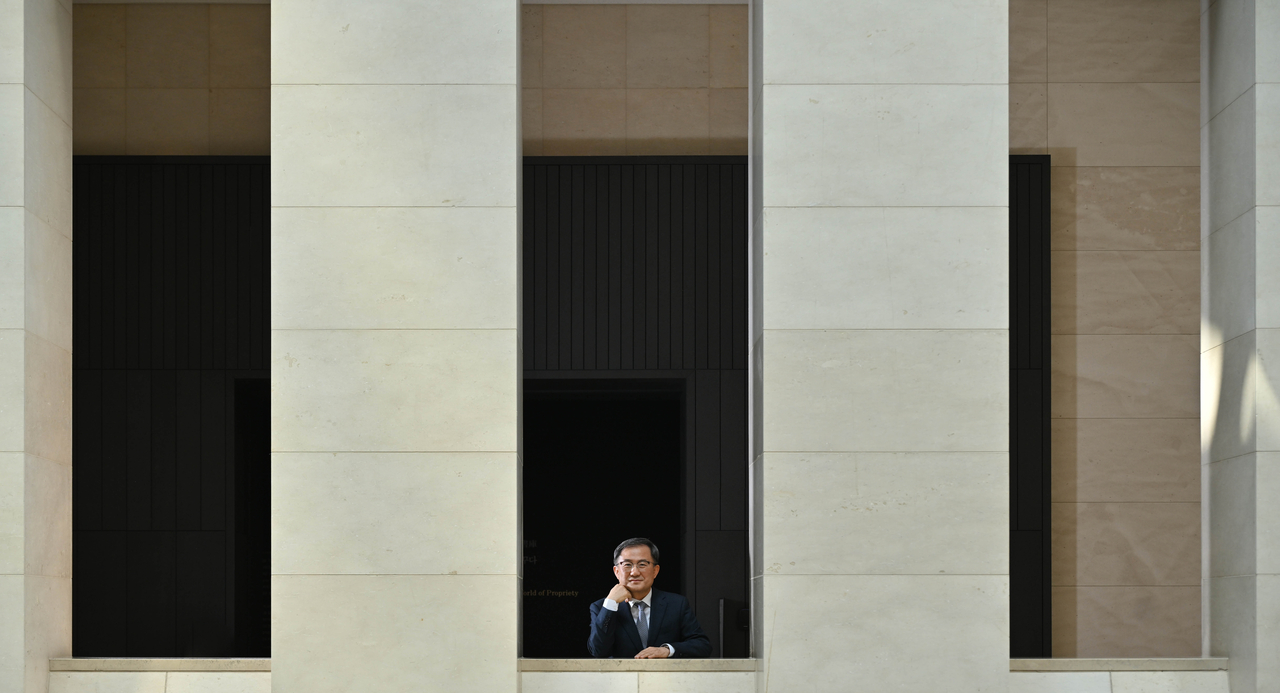 Kim Jae-hong, the National Museum of Korea director general, poses for a photo ahead of an interview with The Korea Herald at the National Museum of Korea in Seoul on April 10. (Im Se-jun/The Korea Herald)