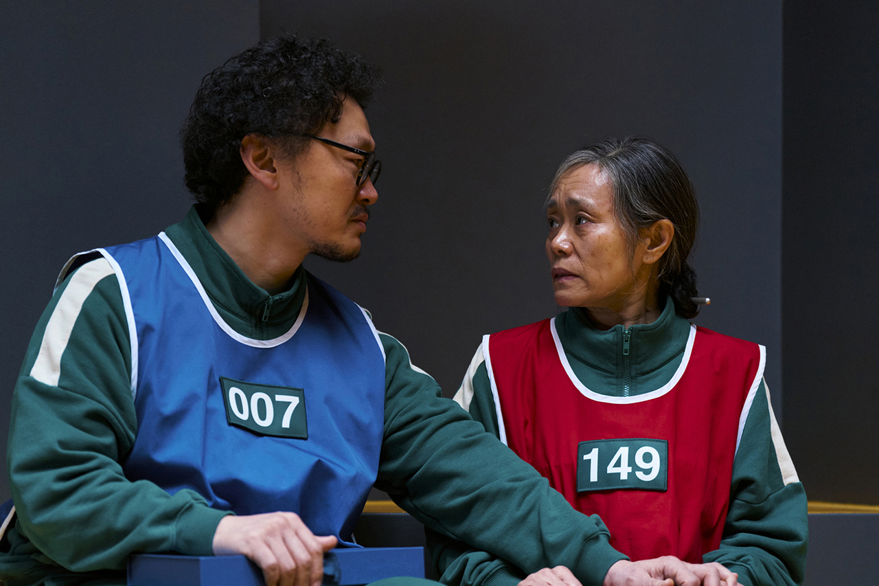 "Squid Game" season 3, with Yang Dong-geun (left) as Yong-sik and Kang Ae-sim as Geum-ja, his mother (Netflix)
