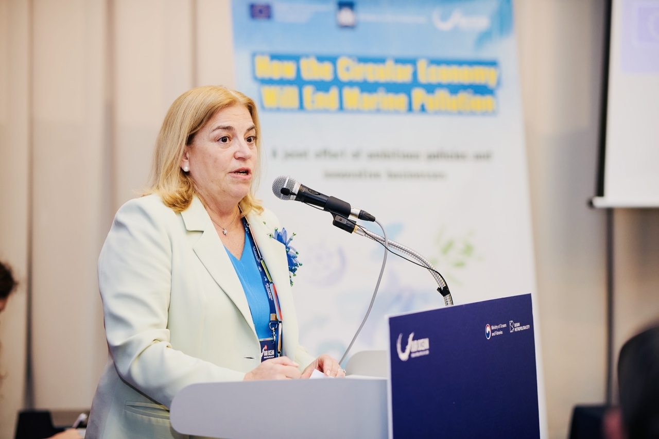EU Ambassador to Korea Maria Castillo Fernandez speaks at an event on the sidelines of Our Ocean Conference held in Busan, South Korea on April 29. (EU Delegation to Korea)