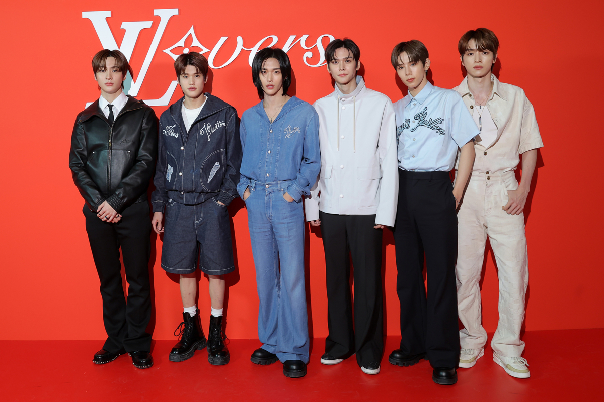Riize attends the Louis Vuitton Men’s Fall-Winter 2024 Show held at the Fondation Louis Vuitton in Jardin d’Acclimatation, Paris, Jan. 16, local time. (SM Entertainment)