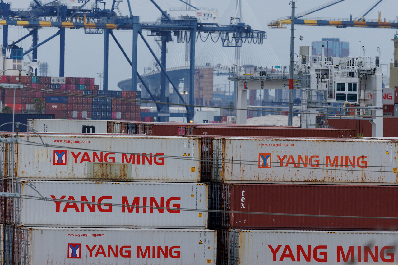 Shipping containers from China are seen at the Port of Los Angeles, in San Pedro, California, May 1. Reuters-Yonhap
