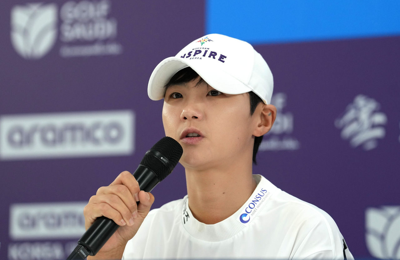 대회 개막 하루 전 열린 공식 기자회견에서 질문에 답하고 있는 박성현. [사진=대회 조직위 제공]