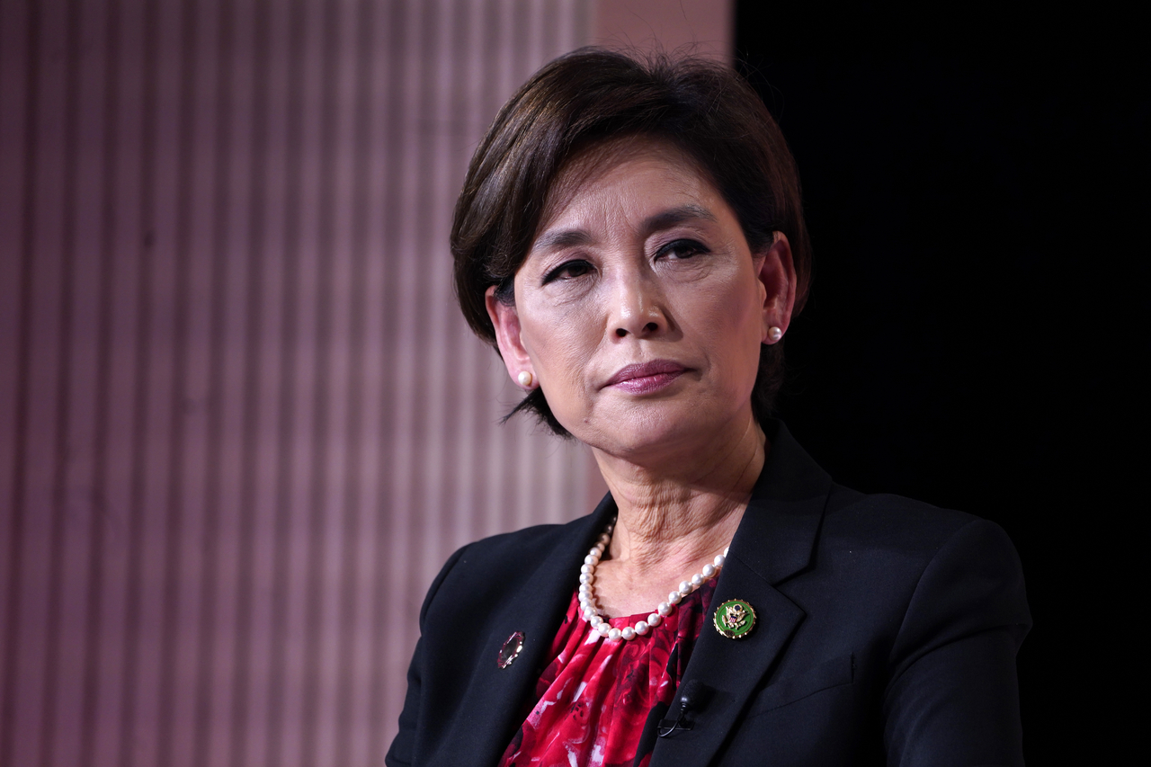 Young Kim speaks onstage during the 2023 Concordia Annual Summit at Sheraton New York on Sep.18, 2023, in New York City. (Getty Images)
