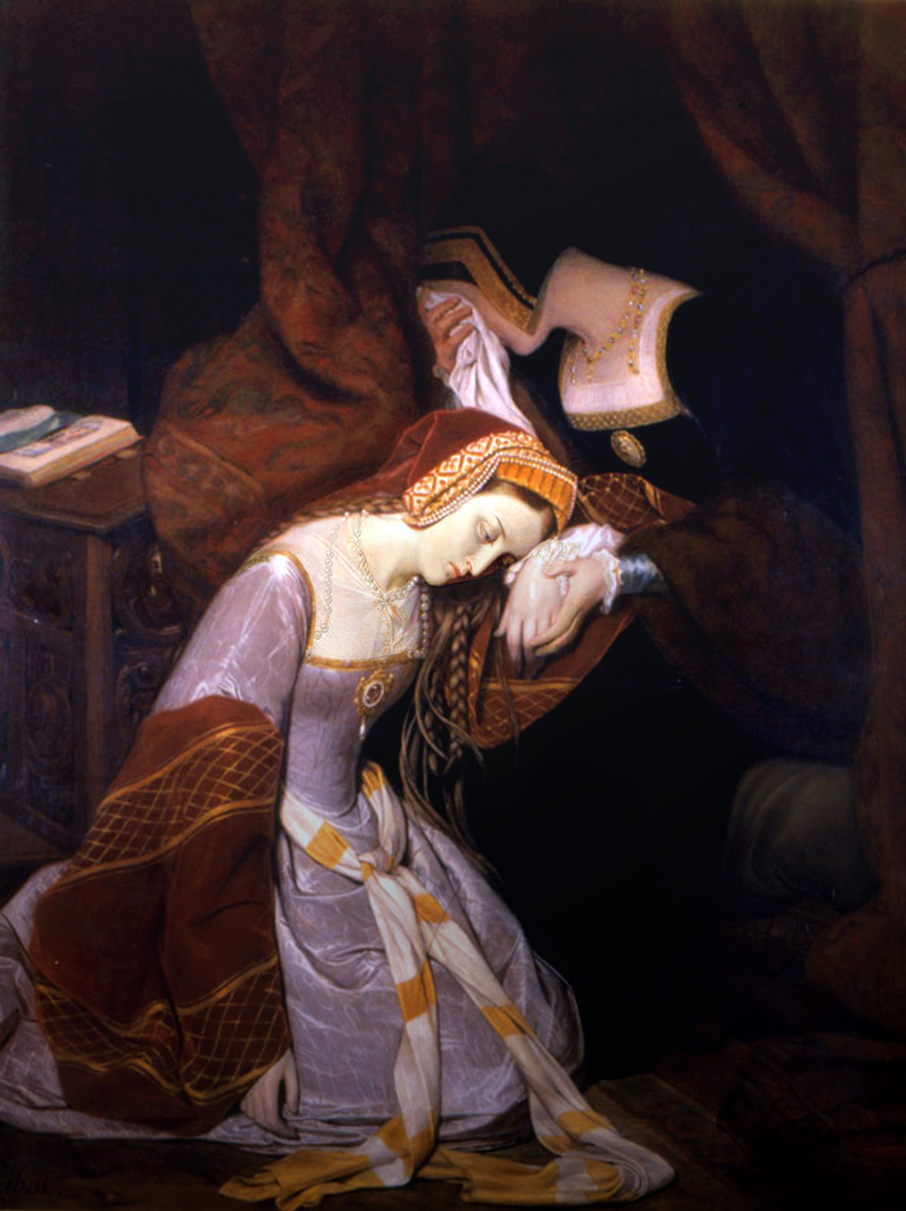 에두아르 시보, 런던 탑에 갇힌 앤 불린, 1835, 캔버스에 유채, 162.5x129.4cm, 롤랭 박물관