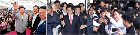이재명 ‘광화문’·김문수 ‘가락시장’·이준석 ‘전남 여수’ 첫발…선거운동 막 올랐다[이런정치]