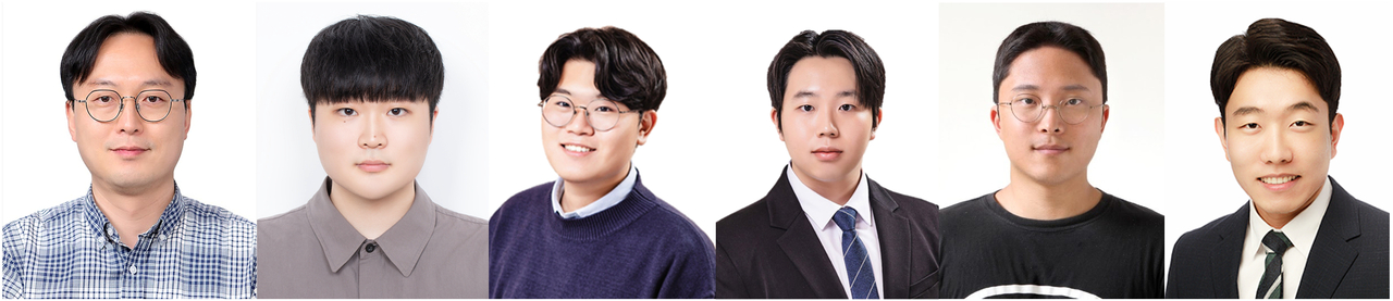 김승준(왼쪽부터) GIST 교수, 김보천 석사과정생, 황석현 미국 워싱턴대 박사과정생, 강성준·김광빈·여도현 박사과정생.[GIST 제공]