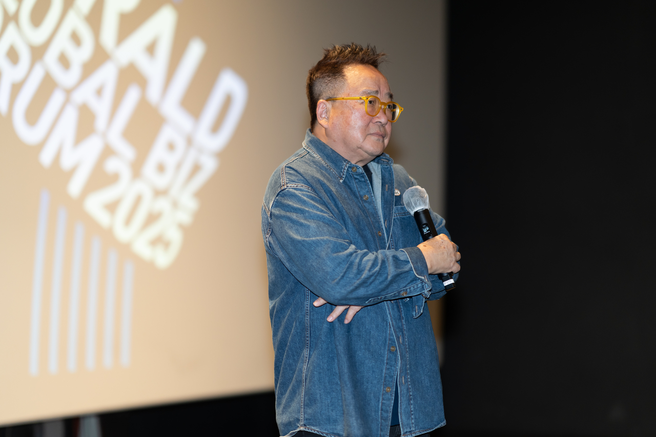 Inno Design CEO Kim Young-se speaks about the power of entertaining others at the 2025 Global Business Forum on Wednesday in Seoul. (Herald Media Group)