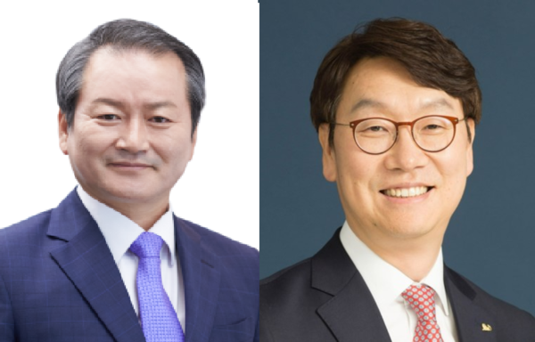 Tongyang Life Insurance CEO candidate Sung Dae-kyu (left) and ABL Life Insurance CEO candidate Kwak Hee-pil (Woori Financial Group)