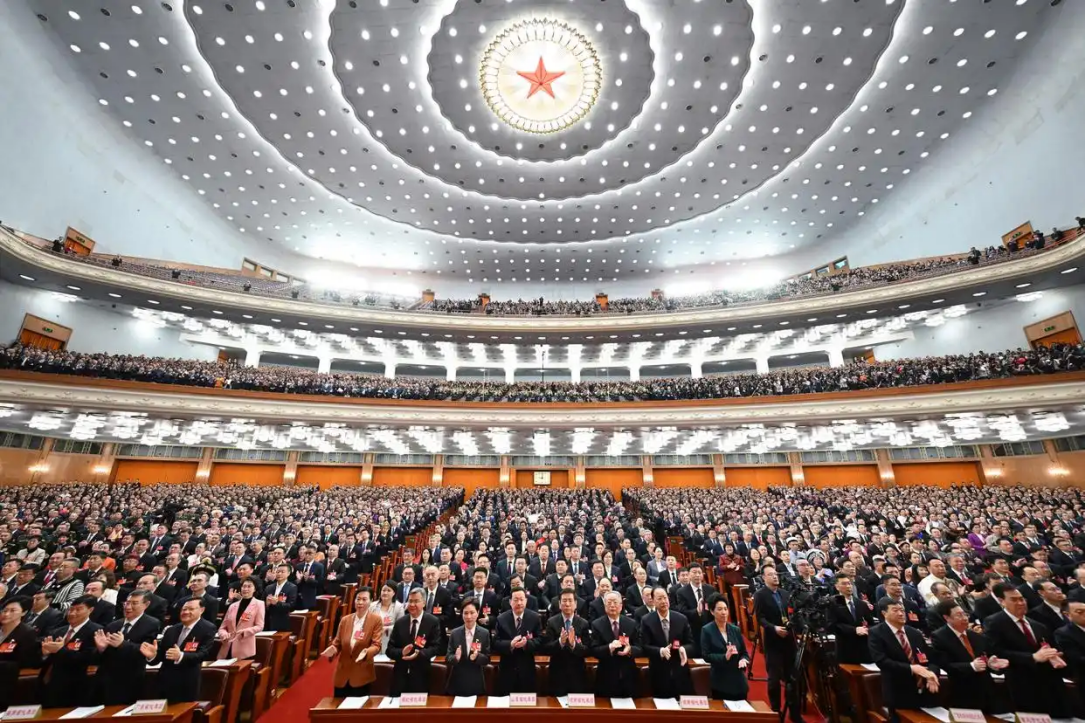 2025년 3월 5일, 베이징 인민대회당에서 열린 제14기 전국인민대표대회 제3차 회의 개막식. CMG