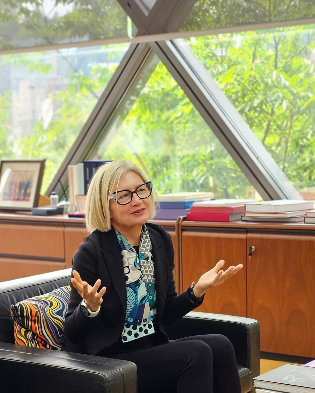 Italian Ambassador to Korea Emilia Gatto speaks in an interview with The Korea Herald ahead of Italian National Day at the Italian Embassy in Seoul in Hannam-dong, Seoul on May 21. (Embassy of Italy in Seoul)