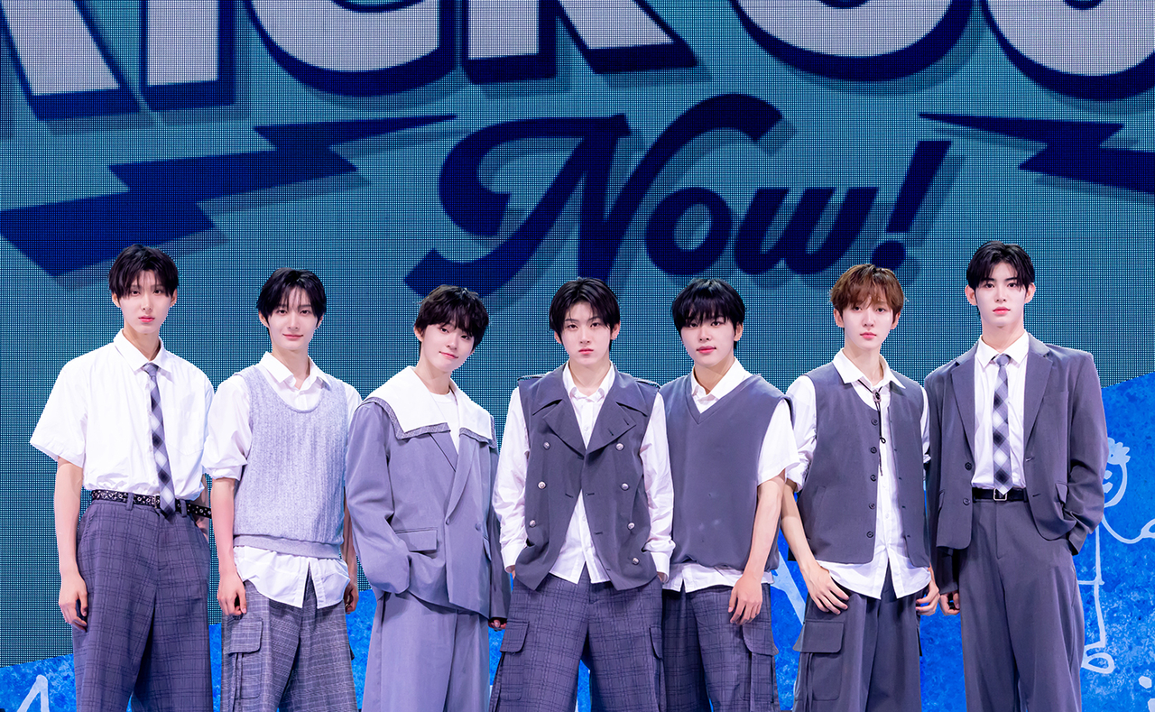 KickFlip poses for a photo at a press conference in Gwangjin-gu, Seoul, Monday. (JYP Entertainment)