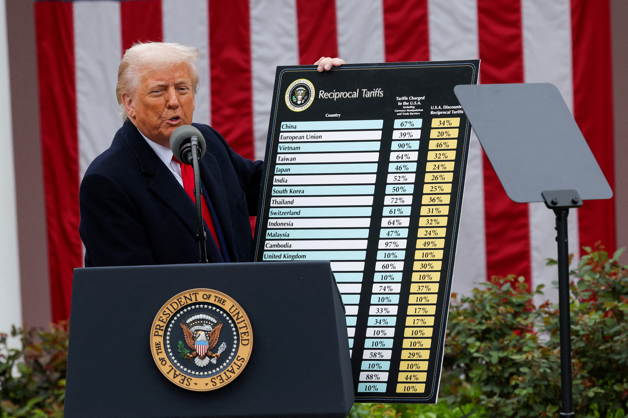 US President Donald Trump delivers remarks on tariffs in the Rose Garden at the White House in Washington, April 2. Reuters-Yonhap