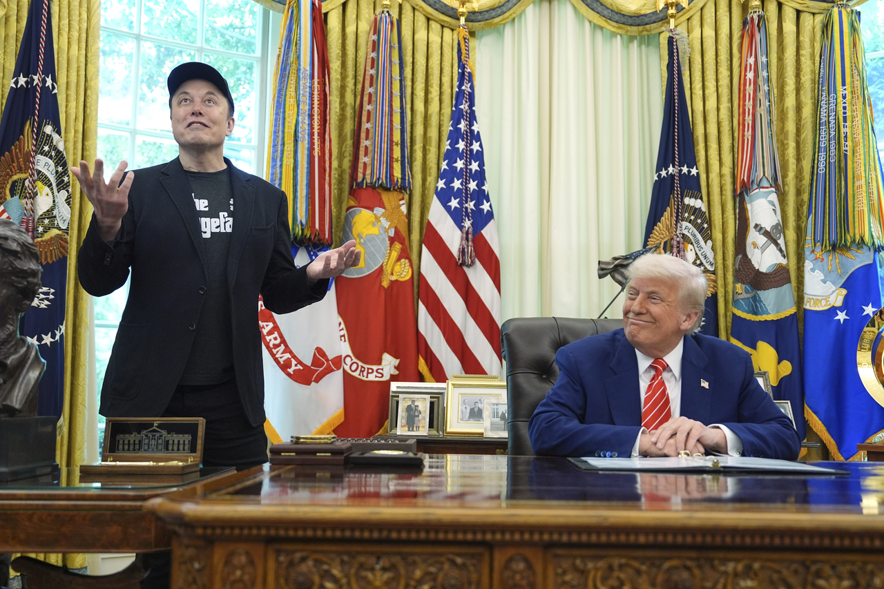 Elon Musk speaks during a news conference with President Donald Trump in the Oval Office of the White House in Washington on May 30.   AP-Yonhap