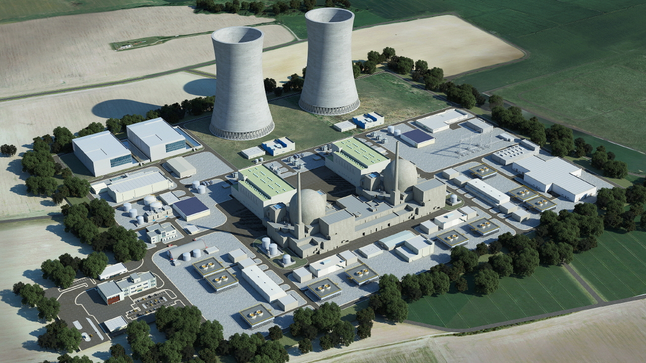 Bird's-eye view rendering of the Dukovany Unit 5 (KHNP)