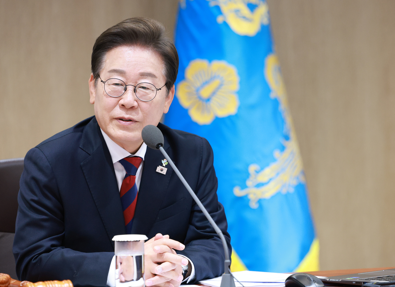 이재명 대통령이 5일 서울 용산 대통령실 청사에서 열린 일본 npb 토토사이트에서 발언하고 있다. [연합]
