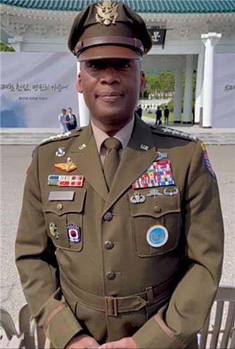 US Forces Korea Commander Gen. Xavier Brunson speaks in a video message marking South Korea's Memorial Day on June 6, 2025, in this footage provided by his office. (Yonhap)