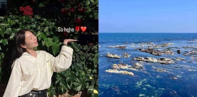 Actress Ahn So-hee, who was once an idol of a group called Wondergirls, posted a picture of her and red roses and erased it after getting scrutinized for political controversy, as red symbolizes the color of People Power Party, and later posted a picture of an ocean, which shows the color of the Democratic Party of Korea. (Instagram)