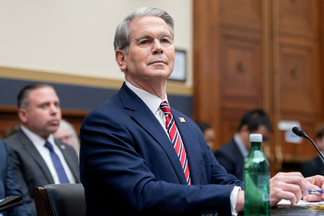 US Treasury Secretary Scott Bessent testifies before a House Financial Services Committee hearing entitled "The Annual Testimony of the Secretary of the Treasury on the State of the International Financial System," on Capitol Hill in Washington on May 7. Reuters-Yonhap