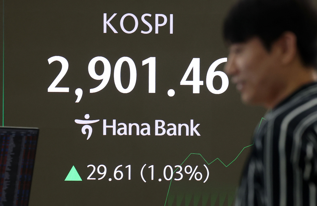 한글지원 해와 토토사이트가 전 거래일(2871.85)보다 15.47포인트(0.54%) 오른 2887.32에 개장한 11일 오전 서울 중구 하나은행 딜링룸 전광판에 지수가 표시되고 있다. [뉴시스]