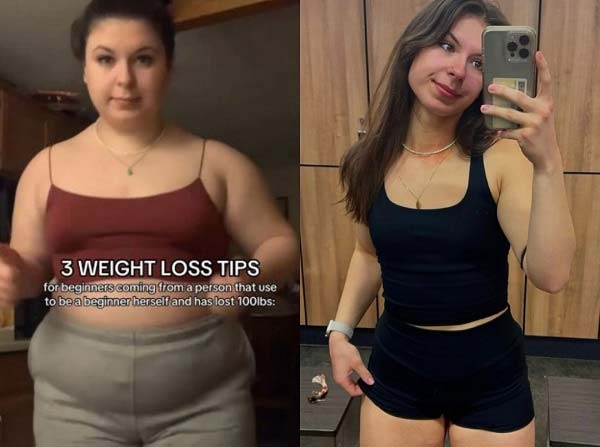 캐나다의 한 20대 여성이 약이나 수술 없이 1년 만에 약 45kg 감량에 성공한 비법을 공개했다. [데일리메일]