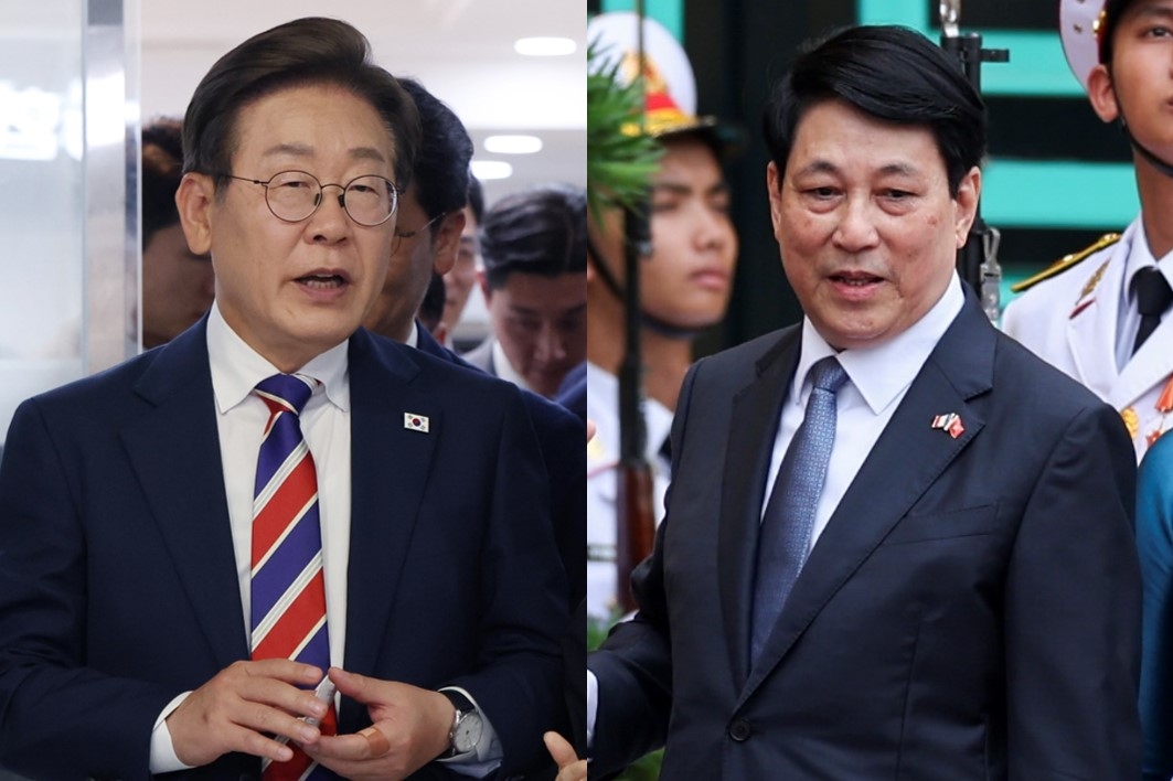 President Lee Jae-myung (left) and Vietnamese President Luong Cuong (Yonhap/AP-Yonhap)