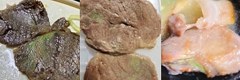 형광빛이 도는 고기 [식품안전정보원 제공]