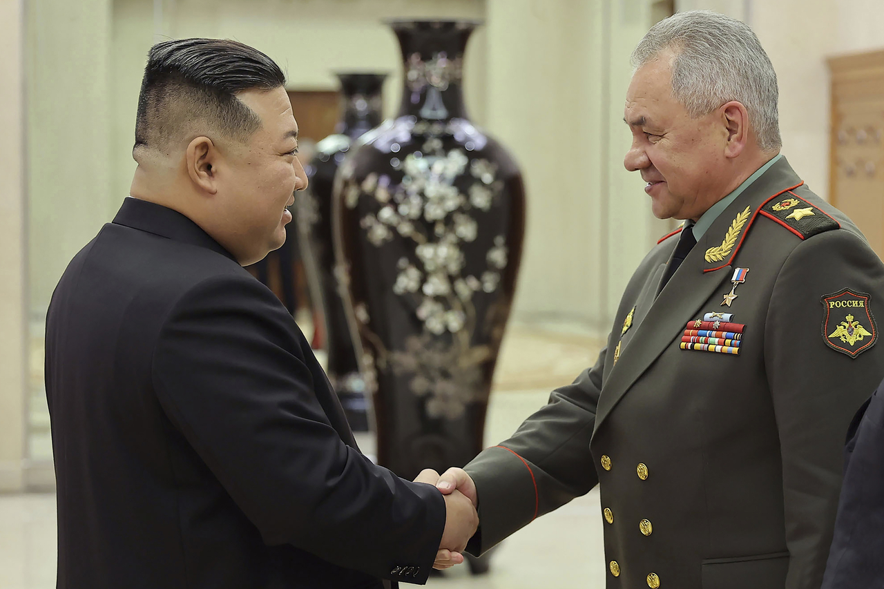 This image shows North Korean leader Kim Jong-un (right) and Russia's Security Council Secretary Sergei Shoigu, meeting in Pyongyang, North Korea on July 27, 2023. (GettyImages)