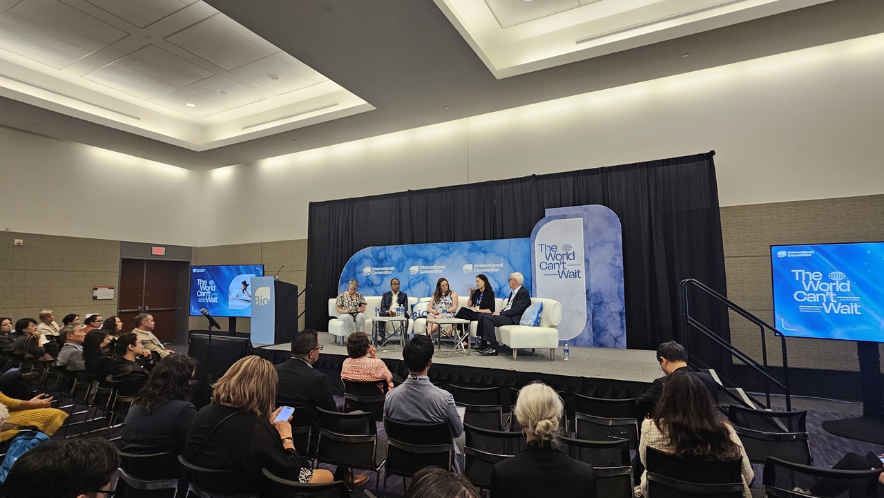 A special panel discussion session titled, "Building Resilient Global and National Supply Chains," held during Bio USA 2025 in Boston on Wednesday. (Kim Hae-yeon/ The Korea Herald)