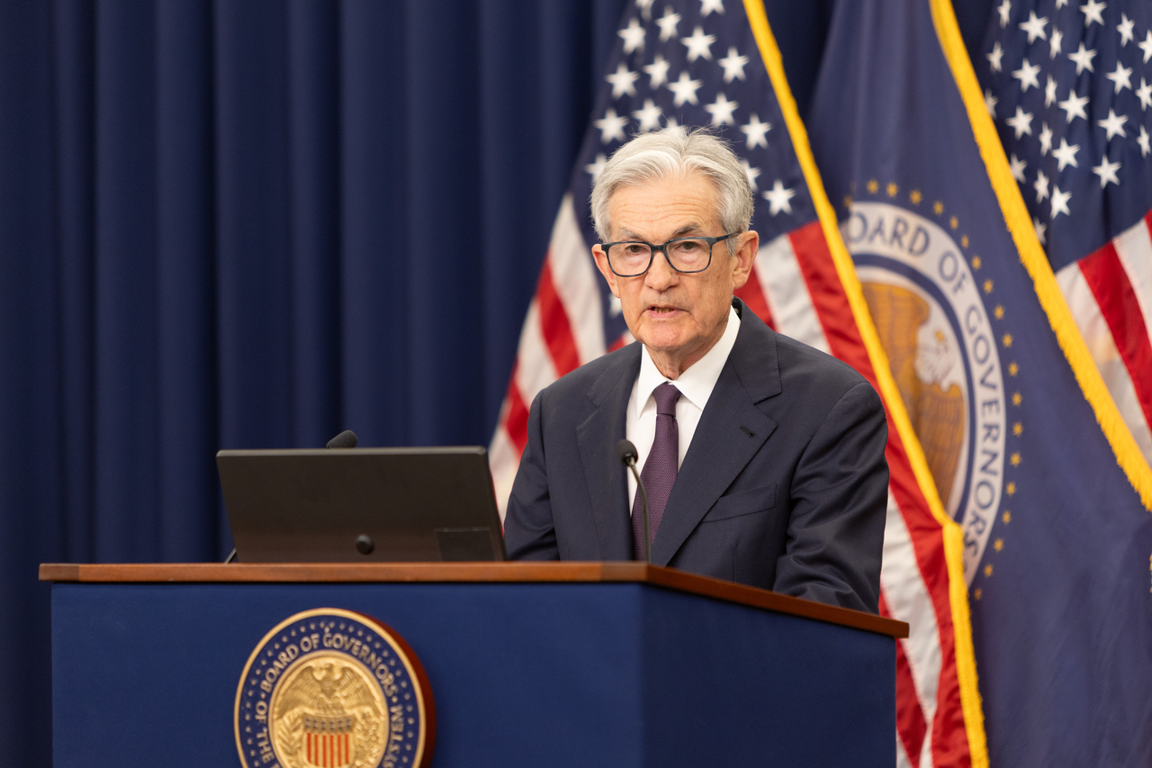 US Federal Reserve Chair Jerome Powell attends a press conference in Washington on Wednesday.   Xinhua-Yonhap
