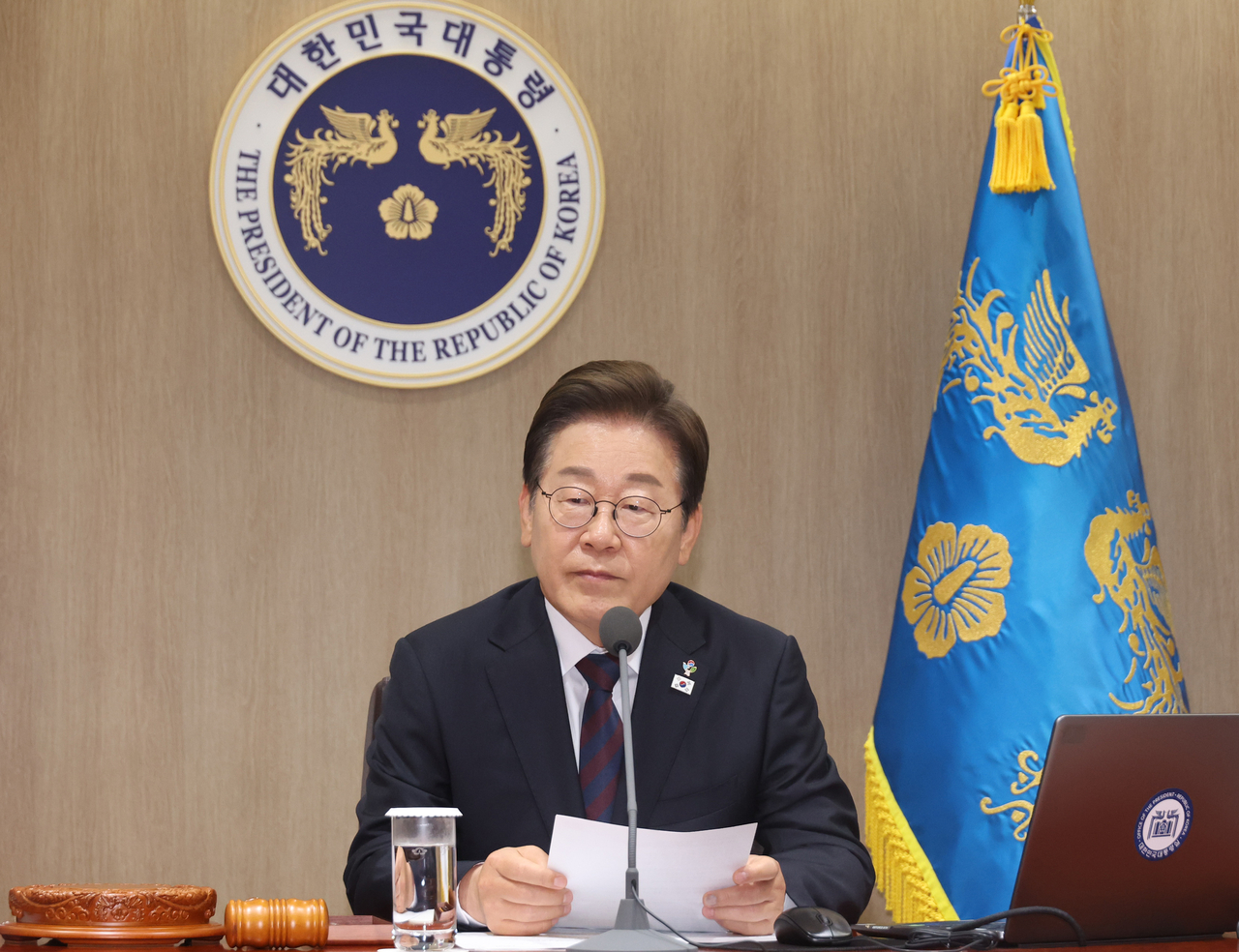 President Lee Jae Myung speaks during a Cabinet meeting at the presidential office in Seoul, in this June 10. (Yonhap)