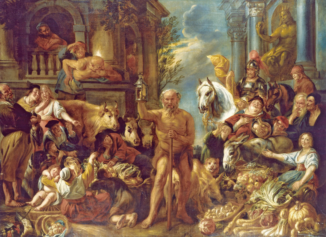 야콥 요르단스, 정직한 사람을 찾는 프리미엄 토토, 1642, 캔버스에 유채, 233x349cm, Gemäldegalerie Alte Meister
