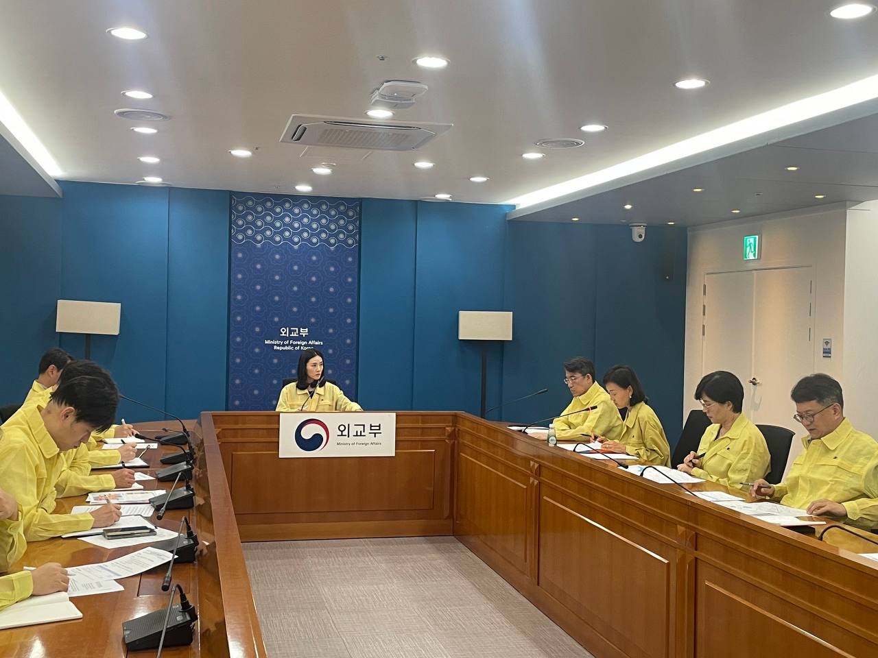 Second Vice Foreign Minister Kim Jina convenes a joint emergency response meeting with the South Korean Embassy in Iran on Sunday to assess the worsening situation in Iran following US strikes on nuclear facilities and to review safety measures for South Korean nationals. (Ministry of Foreign Affairs)