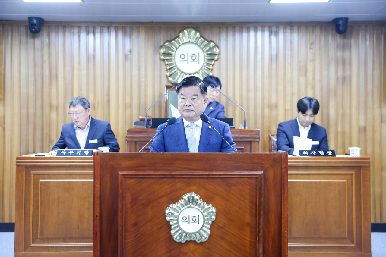 심재연 영주시 의원이 5분 자유발언을 하고있다[영주시 의회제공]
